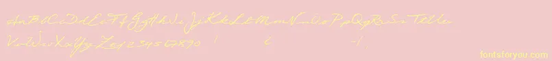 Scribble-Schriftart – Gelbe Schriften auf rosa Hintergrund