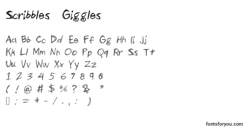 Шрифт Scribbles  Giggles – алфавит, цифры, специальные символы