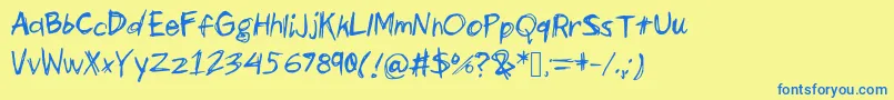 Шрифт Scribbles  Giggles – синие шрифты на жёлтом фоне