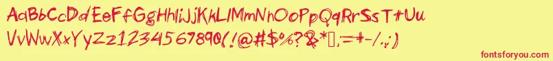 フォントScribbles  Giggles – 赤い文字の黄色い背景