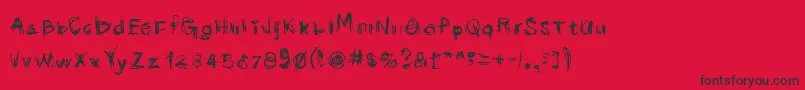 フォントscribblicious – 赤い背景に黒い文字
