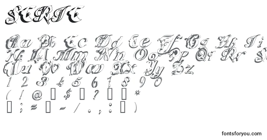 A fonte SCRIC    (139817) – alfabeto, números, caracteres especiais