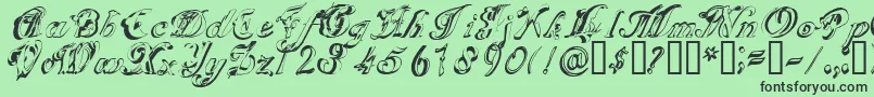 フォントSCRIG    – 緑の背景に黒い文字