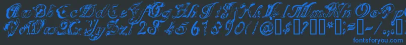 フォントSCRIG    – 黒い背景に青い文字