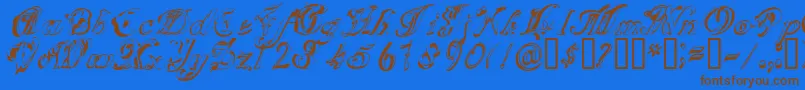 SCRIG   -Schriftart – Braune Schriften auf blauem Hintergrund