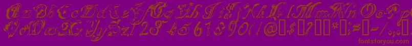 SCRIG   -fontti – ruskeat fontit violetilla taustalla