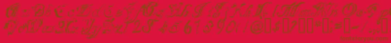 SCRIG   -Schriftart – Braune Schriften auf rotem Hintergrund