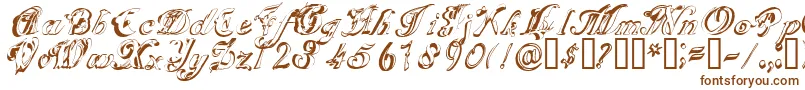 SCRIG   -Schriftart – Braune Schriften auf weißem Hintergrund
