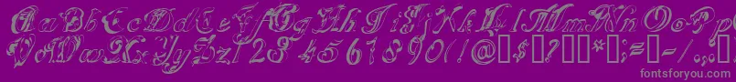 SCRIG   -fontti – harmaat kirjasimet violetilla taustalla