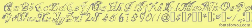 SCRIG   -fontti – harmaat kirjasimet keltaisella taustalla