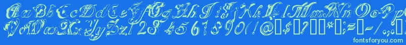 Fonte SCRIG    – fontes verdes em um fundo azul