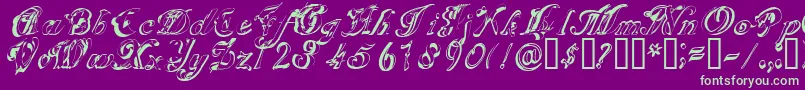 SCRIG   -fontti – vihreät fontit violetilla taustalla
