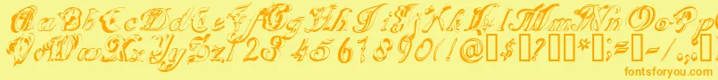 SCRIG   -Schriftart – Orangefarbene Schriften auf gelbem Hintergrund
