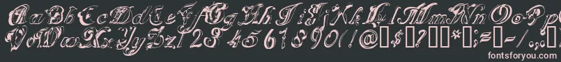 SCRIG   -fontti – vaaleanpunaiset fontit mustalla taustalla