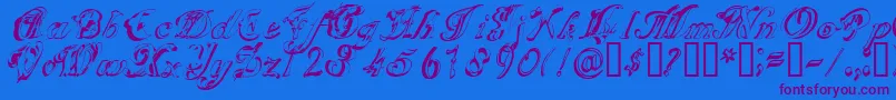 SCRIG   -Schriftart – Violette Schriften auf blauem Hintergrund