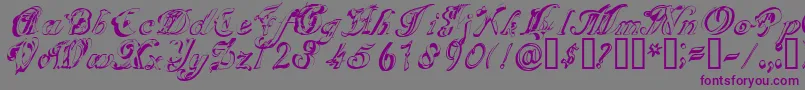 SCRIG   -fontti – violetit fontit harmaalla taustalla