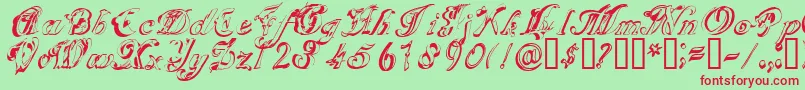 SCRIG   -fontti – punaiset fontit vihreällä taustalla