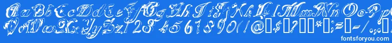 SCRIG   -fontti – valkoiset fontit sinisellä taustalla