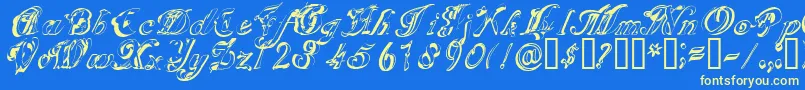 SCRIG   -fontti – keltaiset fontit sinisellä taustalla