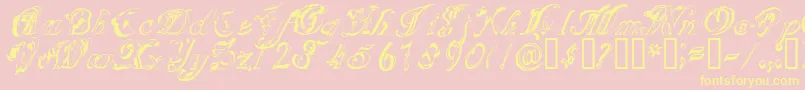 フォントSCRIG    – 黄色のフォント、ピンクの背景