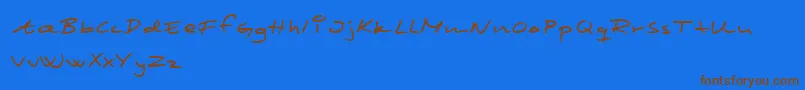 フォントSCRIM    – 茶色の文字が青い背景にあります。