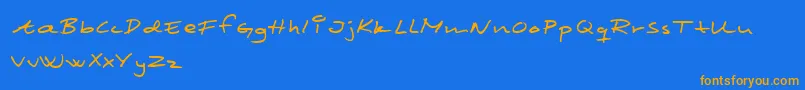 SCRIM   -Schriftart – Orangefarbene Schriften auf blauem Hintergrund