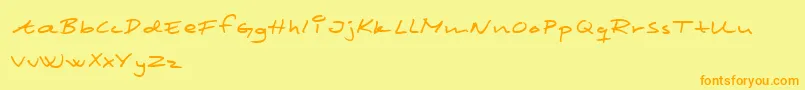 SCRIM   -Schriftart – Orangefarbene Schriften auf gelbem Hintergrund