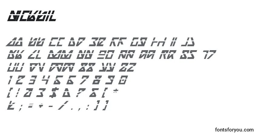 Schriftart Nickbil – Alphabet, Zahlen, spezielle Symbole