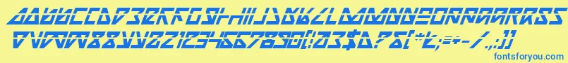 フォントNickbil – 青い文字が黄色の背景にあります。