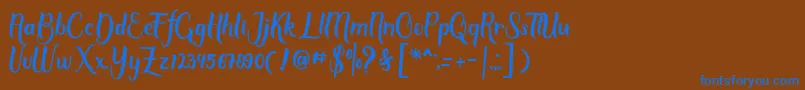 フォントScript Mothers – 茶色の背景に青い文字