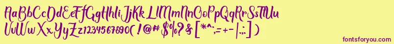 Script Mothers-fontti – violetit fontit keltaisella taustalla