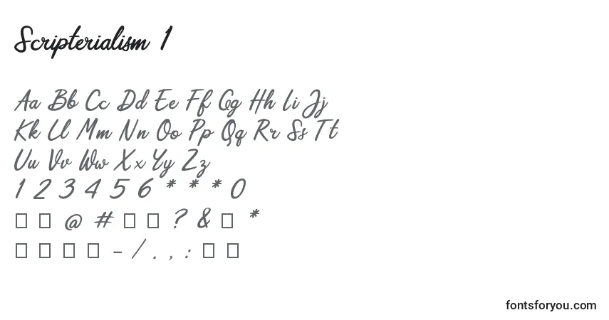 Scripterialism 1-fontti – aakkoset, numerot, erikoismerkit