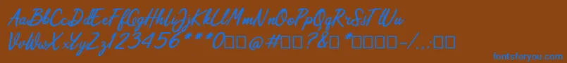 フォントScripterialism 1 – 茶色の背景に青い文字