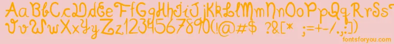 Scriptia Happy-Schriftart – Orangefarbene Schriften auf rosa Hintergrund