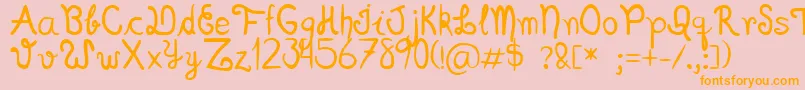 Scriptia Happy-Schriftart – Orangefarbene Schriften auf rosa Hintergrund