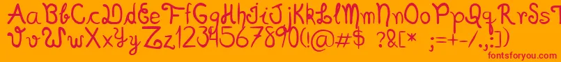 Scriptia Happy Font – Red Fonts on Orange Background