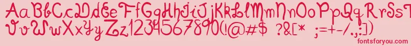 Czcionka Scriptia Happy – czerwone czcionki na różowym tle