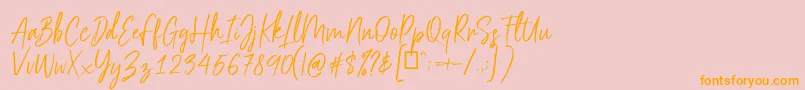 Scriptyca-Schriftart – Orangefarbene Schriften auf rosa Hintergrund