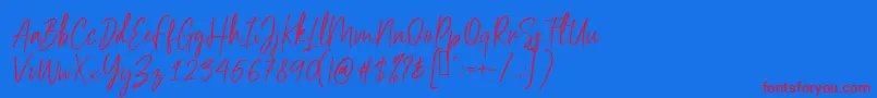 Scriptyca Font – Red Fonts on Blue Background