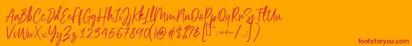 Scriptyca Font – Red Fonts on Orange Background