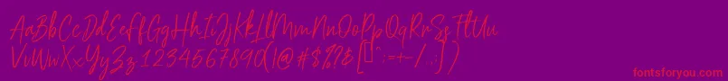 Scriptyca-Schriftart – Rote Schriften auf violettem Hintergrund