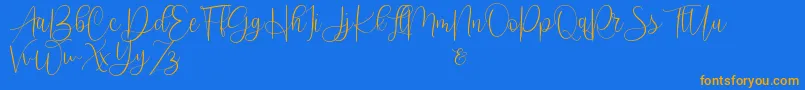 Scriptys demo-Schriftart – Orangefarbene Schriften auf blauem Hintergrund