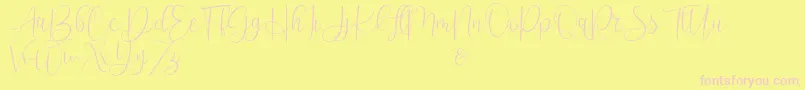 Scriptys demo-Schriftart – Rosa Schriften auf gelbem Hintergrund