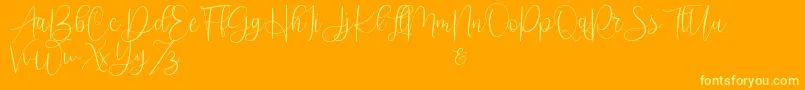 Scriptys demo-Schriftart – Gelbe Schriften auf orangefarbenem Hintergrund