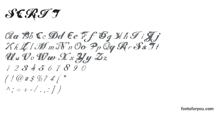 A fonte SCRIT    (139829) – alfabeto, números, caracteres especiais