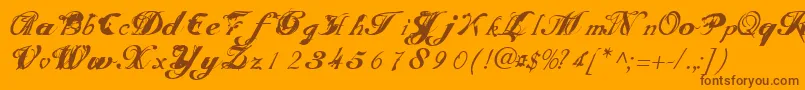 SCRIT   -Schriftart – Braune Schriften auf orangefarbenem Hintergrund