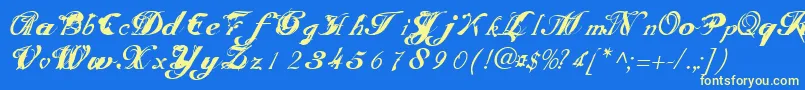 SCRIT    Font – Yellow Fonts on Blue Background