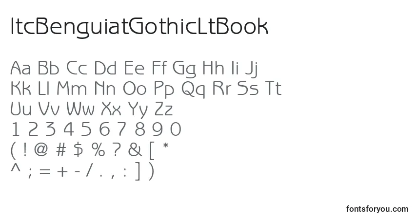 A fonte ItcBenguiatGothicLtBook – alfabeto, números, caracteres especiais