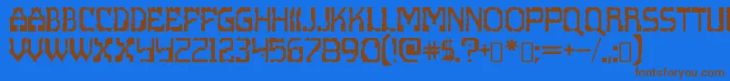 フォントscritzy x – 茶色の文字が青い背景にあります。