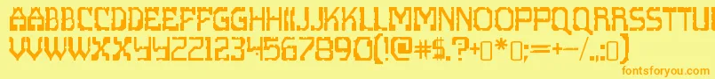 scritzy x-Schriftart – Orangefarbene Schriften auf gelbem Hintergrund